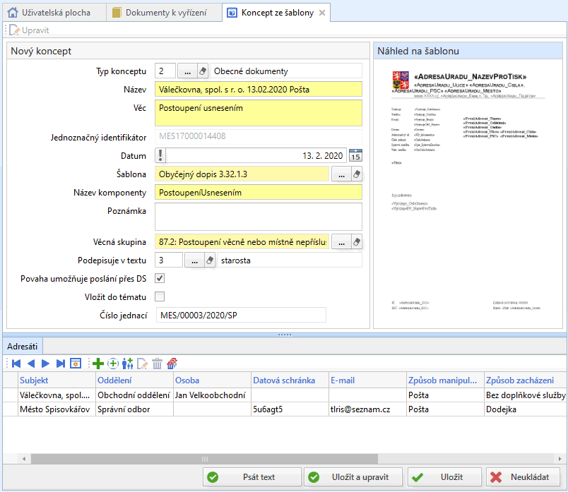 Obr. 2. Koncept ze šablony (jako odpověď) Obr. 2. Koncept ze šablony (jako odpověď)