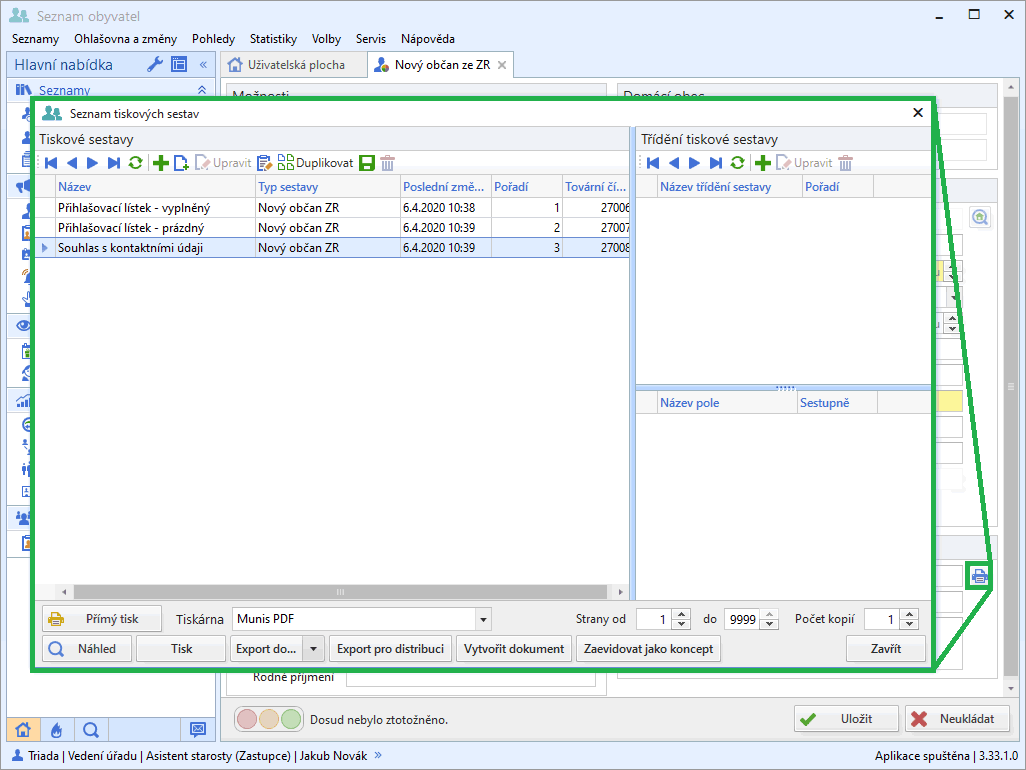 Obr. 2. Evidence kontaktních údajů v modulu Seznam obyvatel a volby